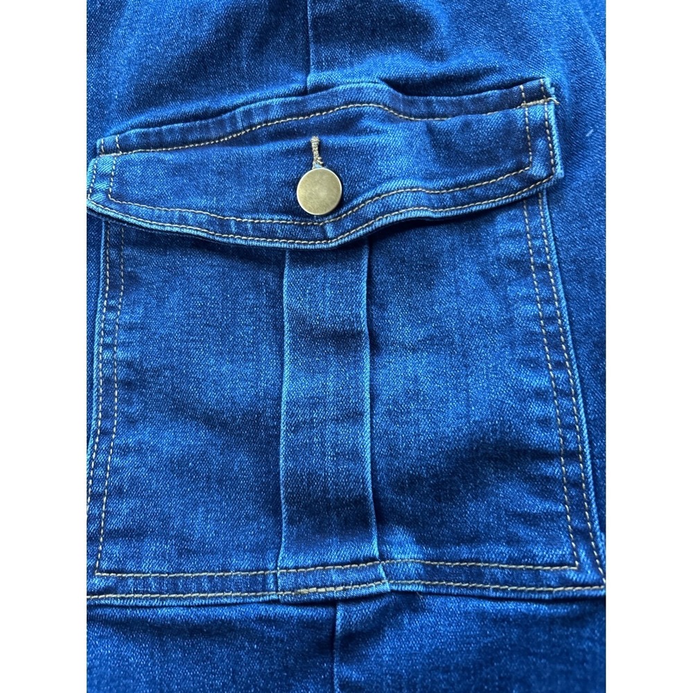 Cider Denim Cargo Edgy Maxi Skirt Blue Button Front Slit Pockets Size M - Picture 6 of 9